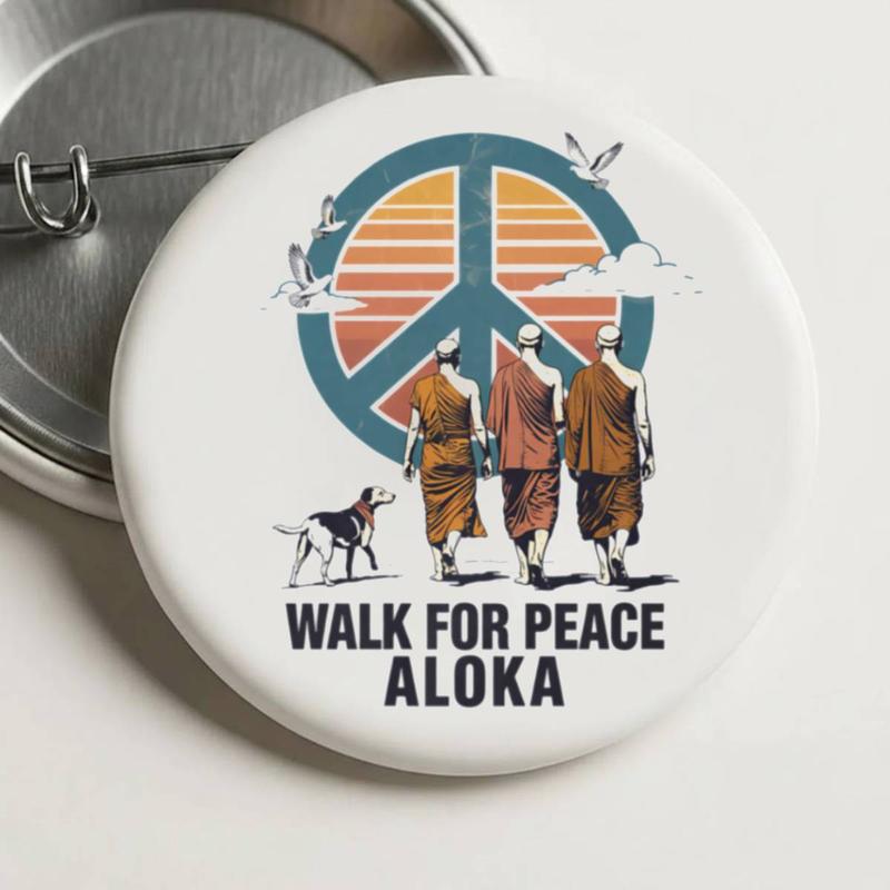 Monks Buddhist Walk For Peace Pin, Spiritual Mindfulness Pin, Meditation Zen Pin, Peace Walk Gift, Aesthetic Pin