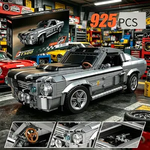 Classic Retro Sports Car Building Blocks, 925pcs/box Simulated Cool Car Model, DIY Assembly Technology Bricks, Desktop Decoration Toys, Building Block Sets, Model Car Kit, DIY Kits, Engine