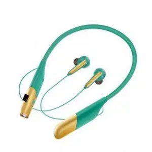 Kik_Neck Band Earphone Bluetooth Wireless Sports Music Headset Earbuds Headphone With Bright Flashlight Function AKZR11 for Universal Cell Phone And Bluetooth Device (Green)