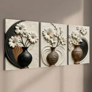 3 Count wooden frame canvas, luxurious atmosphere-themed living room and sophisticated entrance decoration posters, fashionable family posters, modern living room decorations, suitable for corridors, bedroom walls, waterproof art