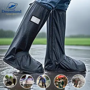 Dreamland Waterproof & Rainproof Unisex Shoe Covers - Adjustable Elastic Straps, Non- Material, Black, Keep Your Feet Dry in Wet Conditions, Weatherproof Footwear, Minimalist Shoe Cover, Glossy Finish