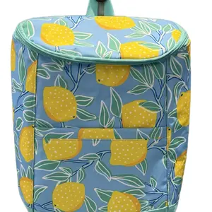 V&L Bag Tote with Lemon Pattern on Blue Background - Casual Design