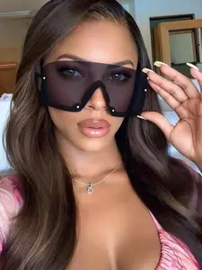 Unisex Y2K Style Sunglasses, Trendy Casual Wraparound Frame Sunglasses for Everyday Use, Fashion Accessories for Outdoor Activities