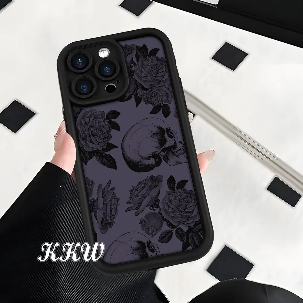 A Trendy Phone Case Featuring a Purple Rose Vine Phone cases Case Compatible with iPhone 17 Pro Max 16 16e 15 14 Plus 13 12 Mini 11 Air X XS Pattern TPU Lens Protection Durable Soft Cover Valentine's Day Gift 2D printing