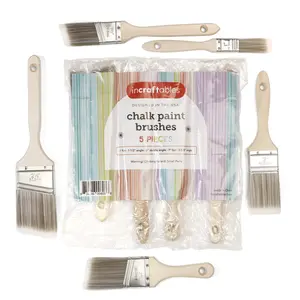 Incraftables Assorted Chalk Paint Brush Set (5pcs). Best Chalk Paint Brushes for Furniture. Wax Brush for Furniture, Chalk Painting, Home Decor & Wall. Natural Bristle Paint Brush for Kids & Adults
