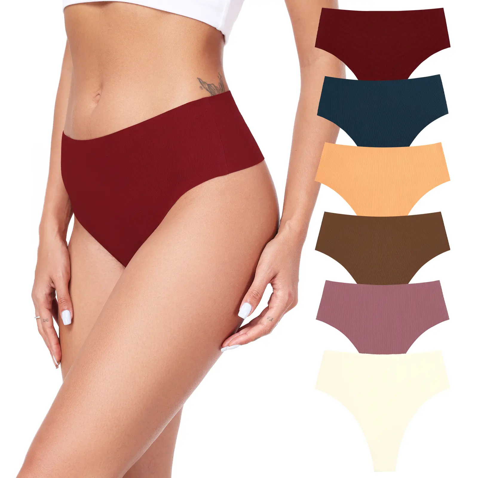 Seamless Cotton Thongs High Waisted Seamless No Show Thong Stretchy Comfort Panties S-XL Breathable Lightweight Undies Minimalist Womenswear Basic period underwear thong underwear for women panties thongs