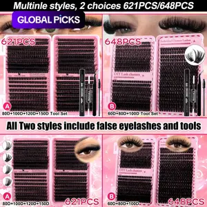 Slender and Soft False Eyelashes, DIY Volume Eyelashes, Multi-Functional Eyelash Book 60D–150D with Mixed Natural Thick Eyelash Clusters Extensions (8mm–16mm), DD Curl Lashes for Daily Makeup, Charming Eyes, Beginner-Friendly Reusable