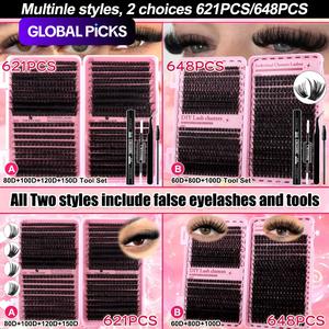 Large-capacity Slender and Soft False Eyelashes, Multi-functional Eyelash Book 60D-150D, Mixed Natural Fluffy Thick Eyelash Clusters, 8mm-16mm Length, DD Curled Lashes, Daily Makeup, Charming Eyes, Beginner-Friendly, Reusable, Christmas Halloween