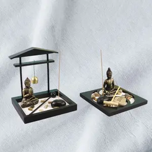 Japanese Zen Garden Set - 2 Styles with Archway / Torii & Yin-Yang - Sand Garden Mini Zen Garden Kit for Office Home Tabletop Decoration Relaxation Meditation