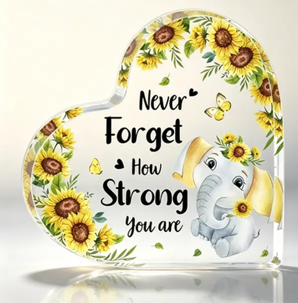 Kathfly Acrylic Elephant Desk Sign - Commemorative Inspirational Office Decor, Thoughtful Gift for Coworkers' Birthday or Christmas Home Office Accessory