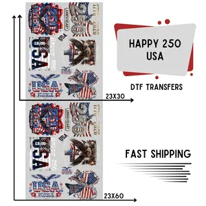 Happy 250 USA | Premade DTF Transfer Gang Sheet For Graphic Tees