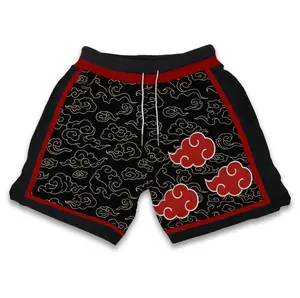Naruto Legendary Akatsuki Cloud Men'S Basketball Mesh Anime Shorts With Four Pockets Athletic Sweat Walking Gym Shorts