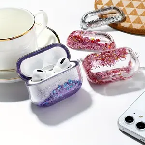 Glitter Design Earphone Case with Key Ring, 1 Count Decorative Earphone Protector Cover, Earphone Protective Case Compatible with AirPods 1/2/Pro/Pro 2, Headset, Headphone Accessories