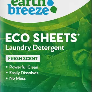 Earth Breeze Laundry Detergent Sheets - Fresh Scent - No Plastic Jug (60 Loads) 30 Sheets