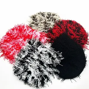 FUNYH Long Hair Knit Hat 2pcs Combination - One Size Fit All Fringed Barack - Ideal Gift Choice