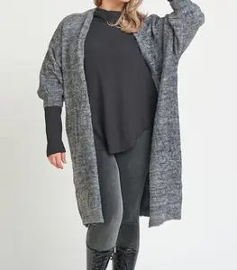 Dex Plus Open Front Eyelash Midi Cardigan