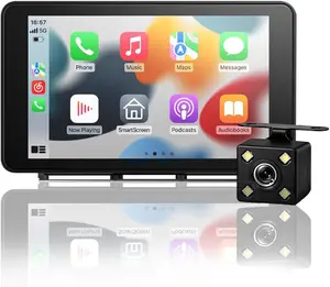 AutoSky Smart Screen Pro - Portable 7" Wireless Apple CarPlay & Android Auto Display with Backup Camera, Bluetooth, FM Transmitter, and Plug-and-Play Installation