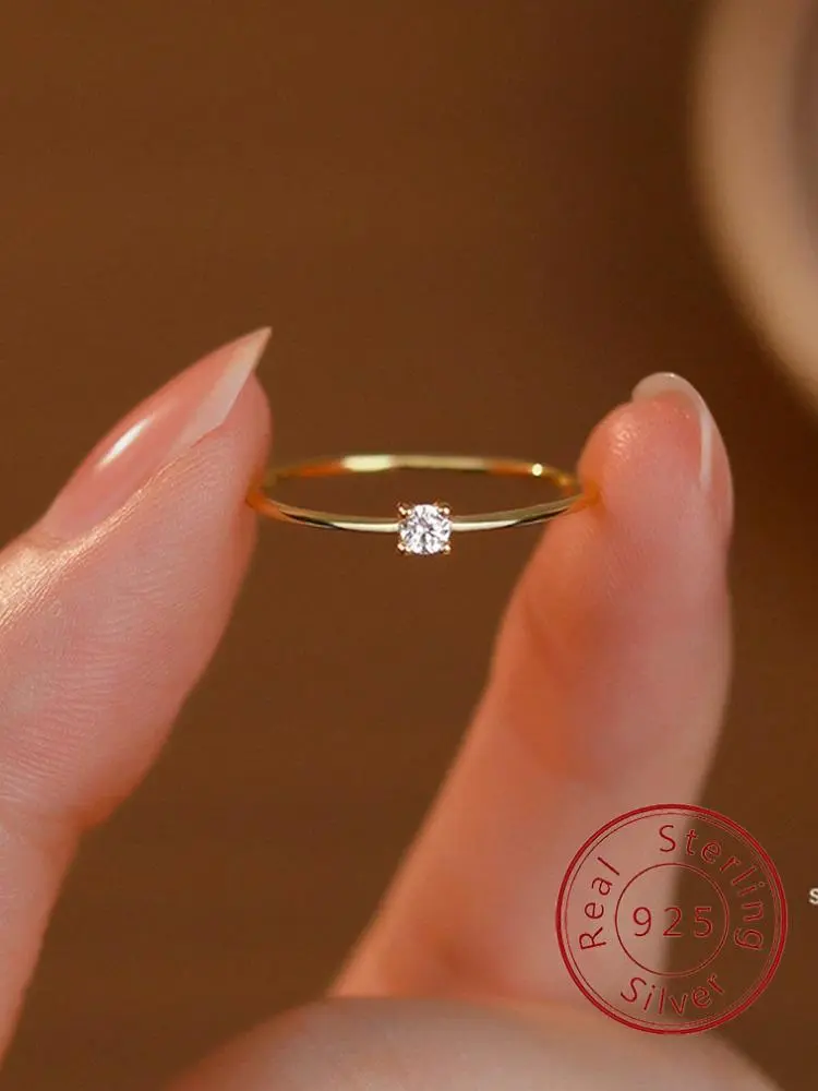 925 Sterling Silver Simplicity Classic Personalized Round Ring For Women Engagement Wedding Luxury  Fine Jewelry ﻿