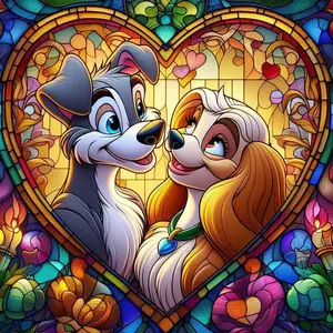 5D DIY Full Drill Round Diamond Painting - Diamond Painting Kit Cute Puppy, Heart Mosaic Canvas DIY Wall Art, Home Wall Decor, Suitable for Halloween, Christmas, Birthdays, and Anniversary Gifts