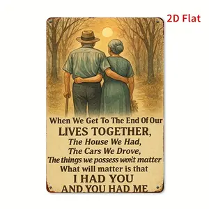 Vintage Metal Wall Sign - 8x12 Inches, Romantic Elderly Couple Design, "When We Reach the End of Our Lives Together", Waterproof Home Decor for Valentine's Day, Cafe, Restaurant, or Garage, Ideal Gift for Wife or Husband, Metal Wall Art Decor