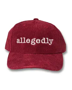 Funny Corduroy Dad Hat "Allegedly" Embroidered Cap Trendy Sarcastic Baseball Hat Adjustable Unisex Hat Humorous Lawyer Gift for Him or Her