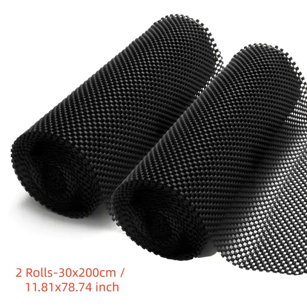 Non-Adhesive Drawer & Cabinet Liner Mat - Thick, Strong-Hold, Breathable, Easy-Install Textile for Kitchen, Bathroom - 30x150/200/300/600cm Black Household Rug