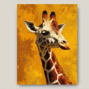 1 Piece Elegant Giraffe Canvas Art Print - Wooden Frame Wall Decoration, Gold Texture Artwork with Detailed Fur Pattern, Suitable for Hanging in Living Room or Bedroom, Giraffe Decoration