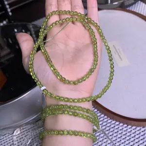【Peridot】（Random shipping）Green Peridot Loose Beads Round 4mm Energy Stone Power Stretch Round Bead Bracelet