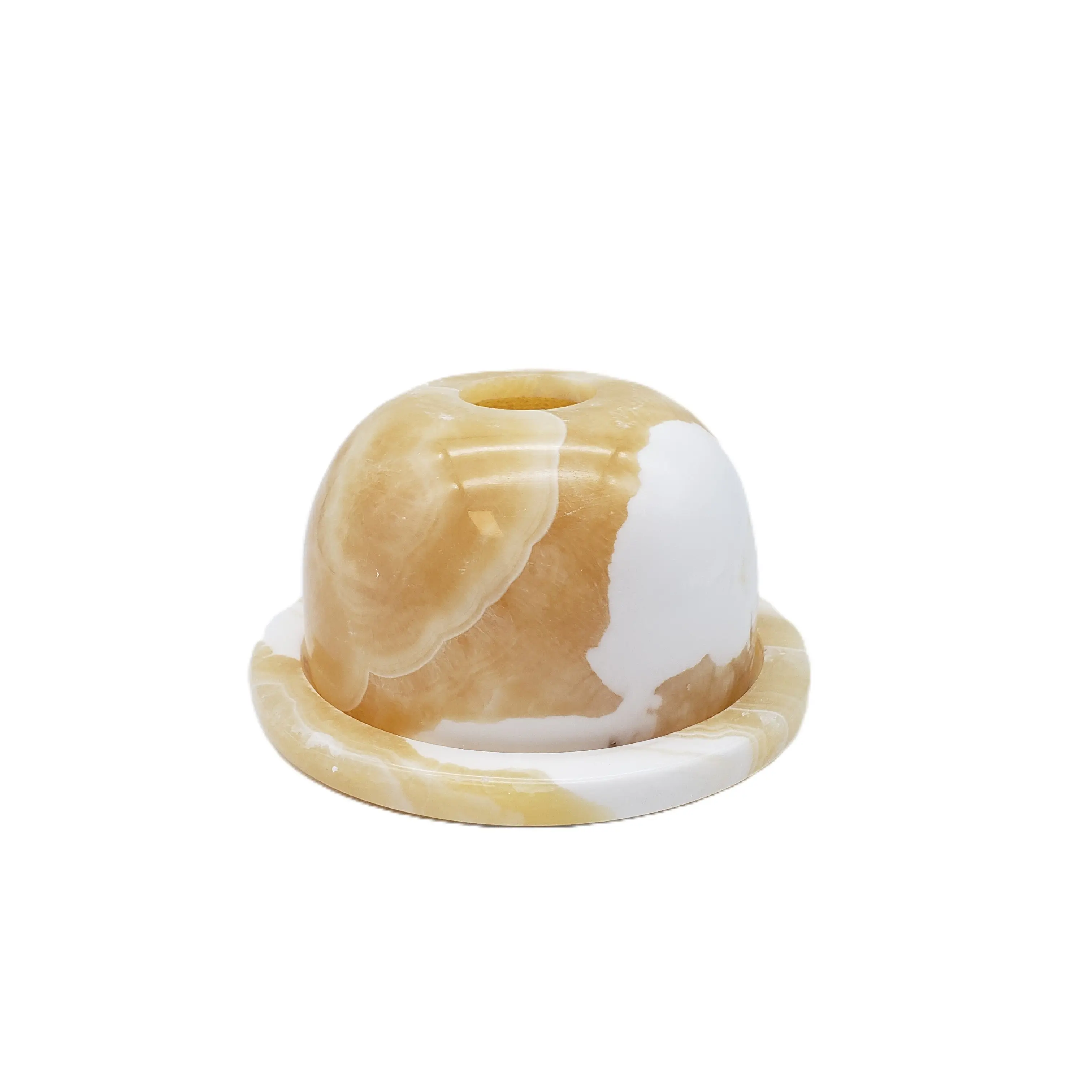 Egyptian Alabaster Votive or Incense Holder - 3"