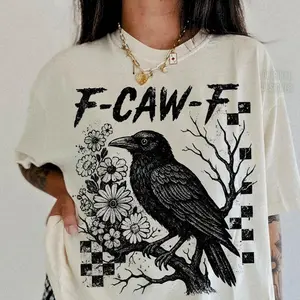 Black Bird Shirt Funny Crow Tee – F-Caw-F Raven Shirt for Men Women, Premium Soft Unisex Graphic T-Shirt, Vintage Black Crow Humor Tee, Gothic Raven Lover Gift, Casual Streetwear Top, Trendy Meme Shirt for Animal Lovers, Unique Crow Graphic Tee
