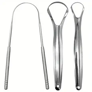 3pcs Stainless Steel U-shaped Tongue Scraper, Tongue Coating Cleaning Scraper, Fights Bad Breath, Remove Stains From Tongue Coating, Portable Packaging, Suitable For Both Men And Women, Christmas Gift Xmas New Year Gift