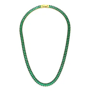 Gold-Tone Emerald Green Crystal Tennis Necklace