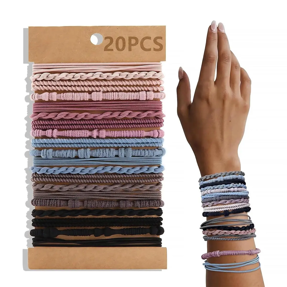20 PCS Boho Style Hair Tie, Minimalist Headwear Suitable for Thick Hair, Braid, Fashion Hairstyles Band Hair Accessories for Party, Daily Clothing Decor