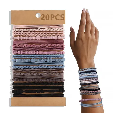 20 PCS Boho Style Hair Tie, Minimalist Headwear Suitable for Thick Hair, Braid, Fashion Hairstyles Band Hair Accessories for Party, Daily Clothing Decor