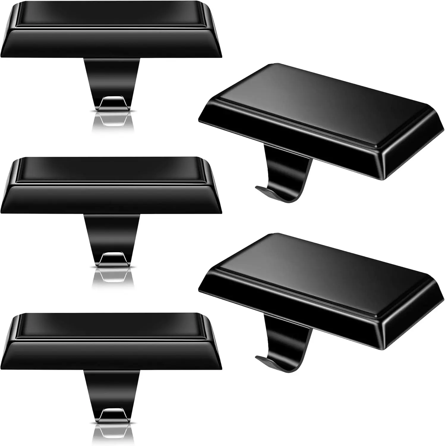6 Pcs Black Christmas Stocking Holders Mantel Hook Hangers with Grip Bases for Fireplace Xmas Party Decorations