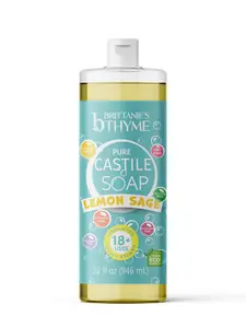 Brittanie’s 32oz Lemon Sage Castile Soap All-Natural Multi-Use Cleanser | Face, Body, Hair & Home | Plant-Based, Deep Cleaning, Refreshing Citrus Glow | Family Made, Small Batch, USA Crafted