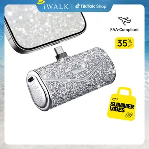 iWALK Sparkly Portable Charger - 22.5W 5000mAh Power Bank, Compact USB Type-C Cable Connector, Fast Charging for iPhone 17/16/15, Durable Lithium Battery Travel Gadget, Mini Gadget for Purse, Mobile Phone & Electronics Accessories,summervibes tiktokshopsp