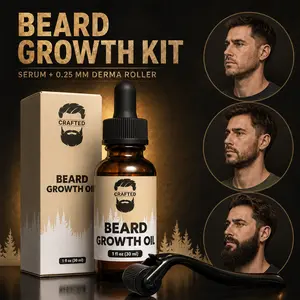 Beard Growth Kit - Grow A Thicker Fuller Beard - Beard Growth Serum - Beard Roller