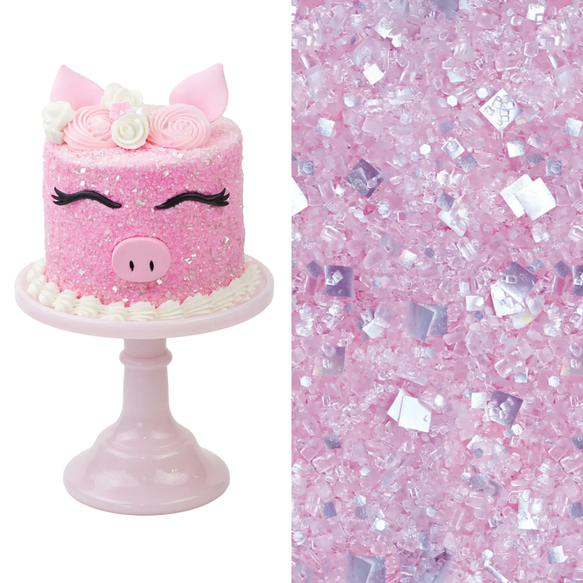 Pig Designer Cake Decorating Bundle (Cake Decor + Glittery Sugar)