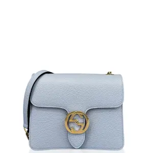 Pre-owned GUCCI Leather Shoulder Bags Small Interlocking G Shoulder Bag Calfskin Blue (ml032226b2)