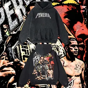 Reality.Wear Limited Alex Pereira - UFC Hoodie Tshirt Acid Washed Heavyweight Cotton Tshirt, 100% Cotton retro Washed anime t-shirt, vintage streetwear tee, Y2K graphic top