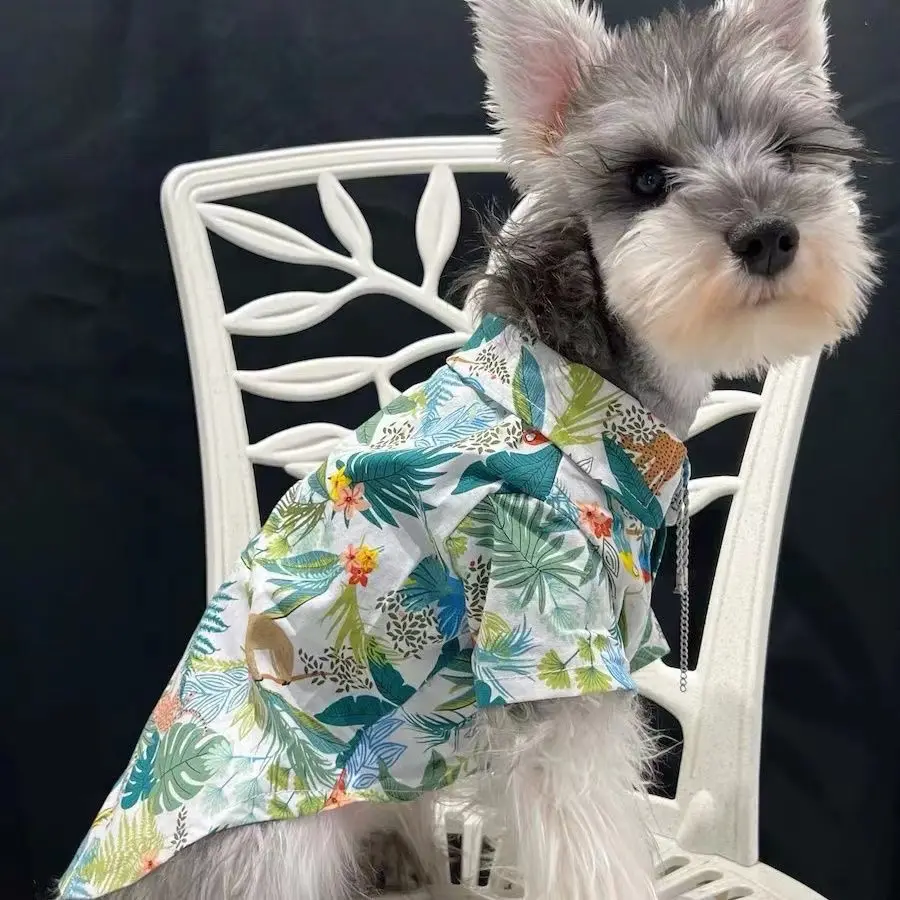 Pet Summer T-Shirts Hawaii Style Dog Shirt Hawaiian Printed Pet T-Shirts Breathable Cool Clothes Beach Seaside Puppy Shirt Sweatshirt for Small Puppy for Dog and Cat