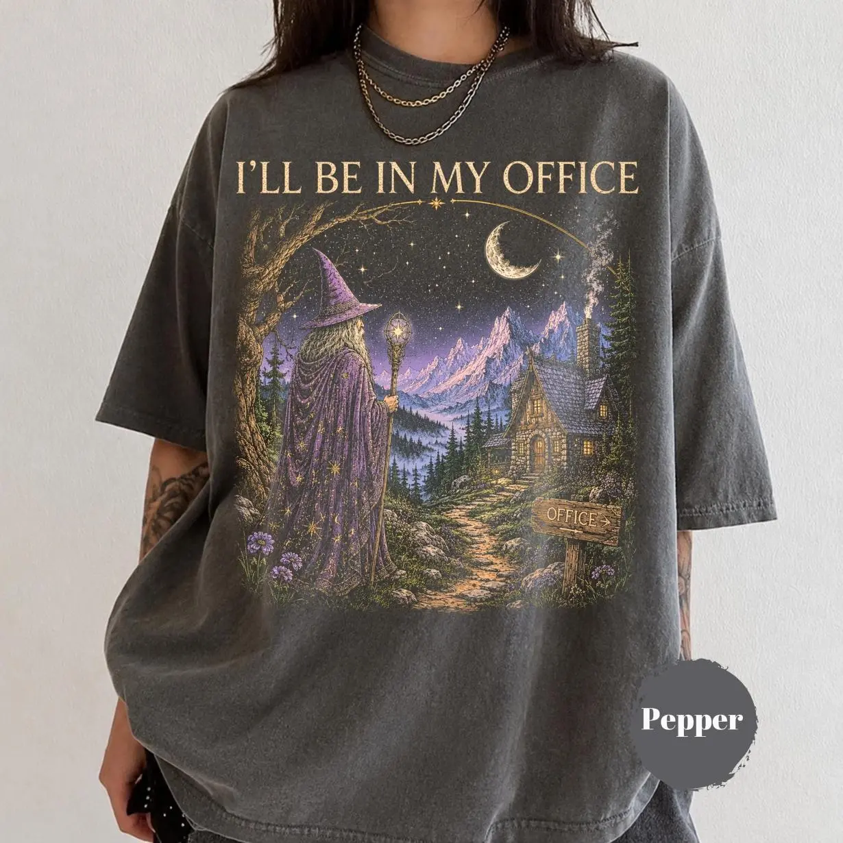 I'll Be In My Office Shirt, Vintage Fantasy Wizard Graphic Tee, Funny Renaissance Faire Tshirt, Medieval Mage Apparel Gift, Relaxed Fit, Easygoing Feel, Full Size Options, Everyone Can Find Their Fit