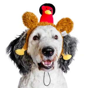 Midlee Pilgrim Turkey Dog Headband – Fun Thanksgiving Costume for Medium to Large Dogs with Fuzzy Wings