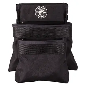 Klein Tools 5702 Poweline Series Utility Pouch Made of Double Stitched and Rivet Reinforced Cordura Fabric, 3-Pocket