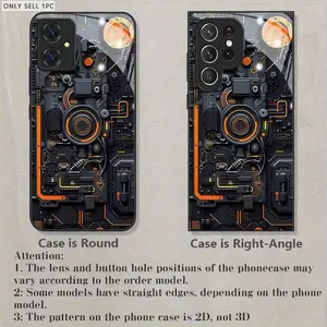 mechanical device Phone case suitable for Motorola Moto G54 EUR Edition/G15/G45/G05/G22/G55/G34/G84 5G/G75/G64/G24 4G/G04 4G/G04s 4G/G35/G85 5G/G14/G24 Power/E14 4G/E15/X30 Pro/X50 Ultra Black glass protective case