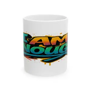 Graffiti 'Team Enough' Ceramic Mug | Colorful Street Art Coffee Cup