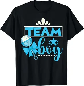 100% Cotton Gender Reveal Party Baby Shower Team Boy Gender Reveal T-Shirt