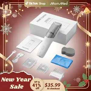 MomMed Baby Hair Clippers, Ultra Quiet Electric Vacuum Baby Clippers with Charger Base, Cordless Rechargeable Waterproof Haircut Kit for Kids & Men