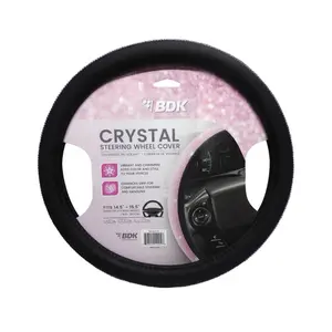 BDK Crystal Steering Wheel Cover With Crystals Enhances Grip Comfortable Steering Fits 14.5 15.5 Inches
